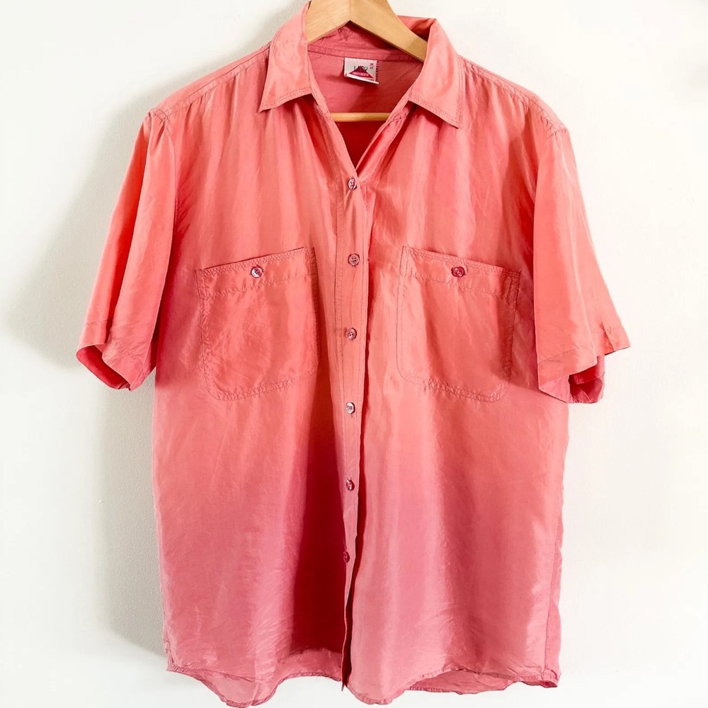 90s Lady Footlocker Pink Silk Blouse | Size: M